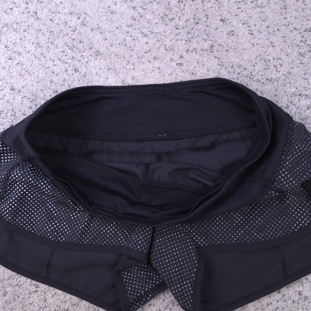 Lululemon Running Shorts Womens Size 6 Unlined Run Times‎ Black White 4 Inseam - Picture 3 of 7